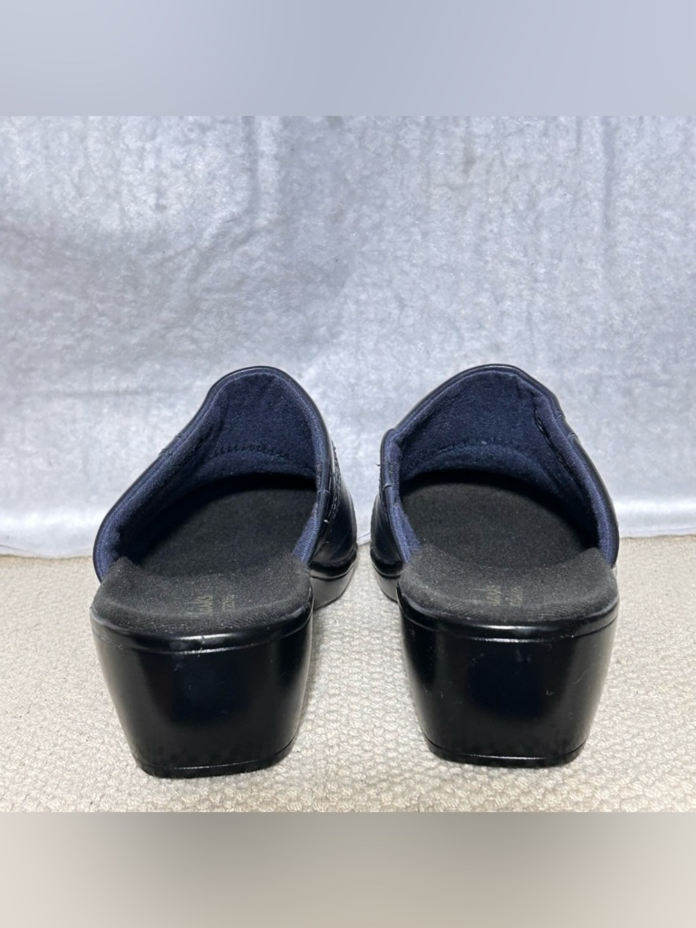 Clarks Womens Black Leather Slip On Mule Clogs Wedge Shoes SZ US 10 M - Picture 4 of 10